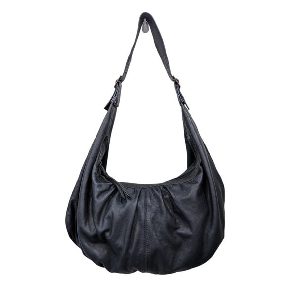 Maurizio Taiuti Navy Blue Leather Hobo Shoulder Bag - Picture 1 of 15